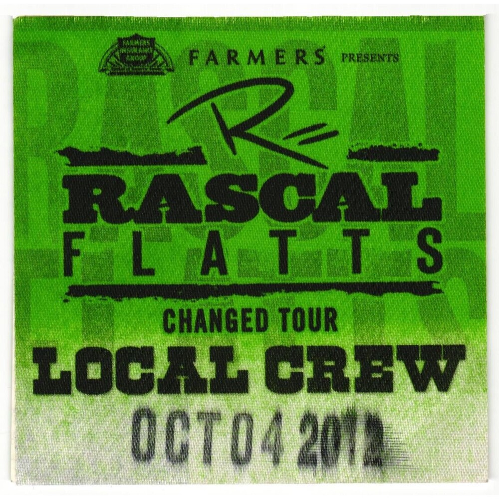 2012 Rascal Flatts Backstage Pass Working Crew Toledo OH